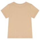 Girls Beige Logo T-Shirt, 2, hi-res