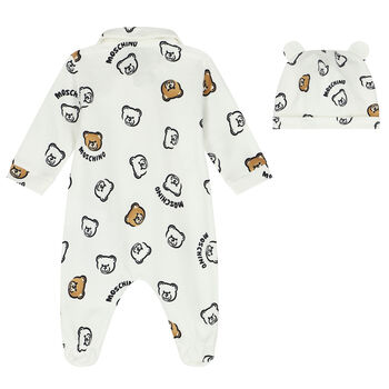 Ivory Teddy Bear Logo Babygrow Gift Set