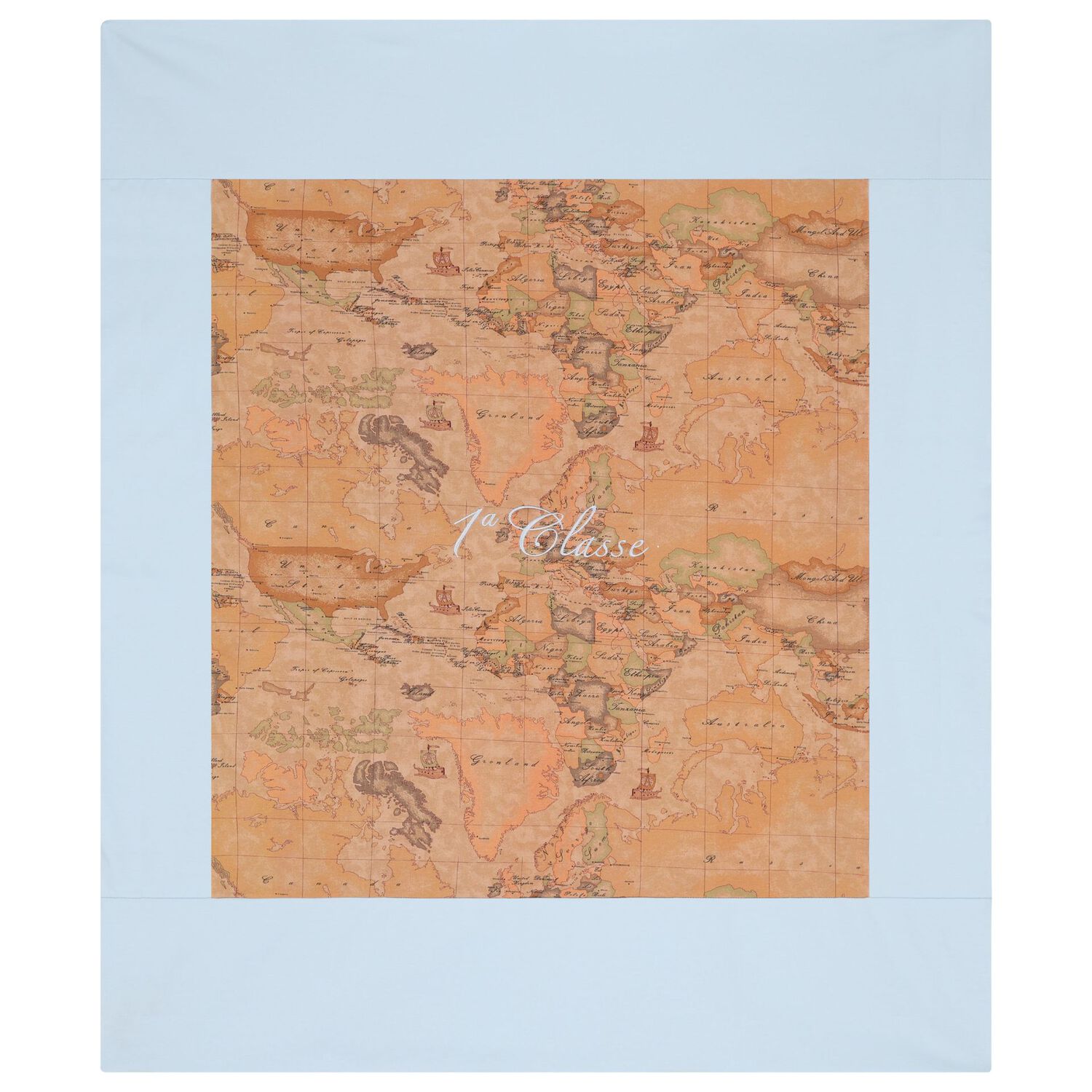 طقم هدايا ملابس أطفال للأولاد الصغار بطبعة خريطة جغرافية باللونين البيج والأزرق, 1, hi-res