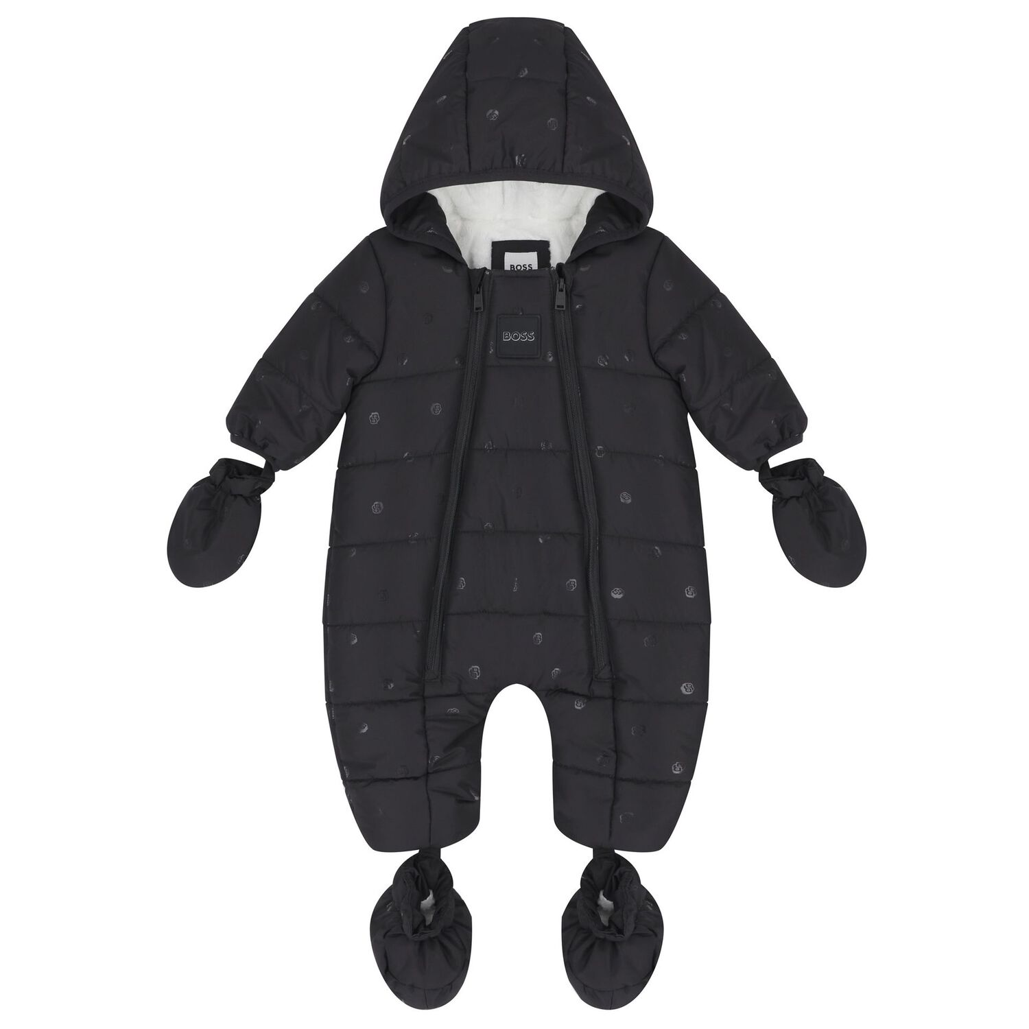 Baby Boys Black Logo Snowsuit, 1, hi-res image number null