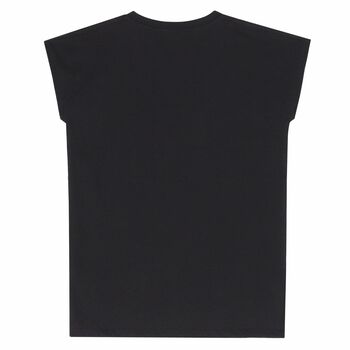 فستان بالشعار باللون الاسود 