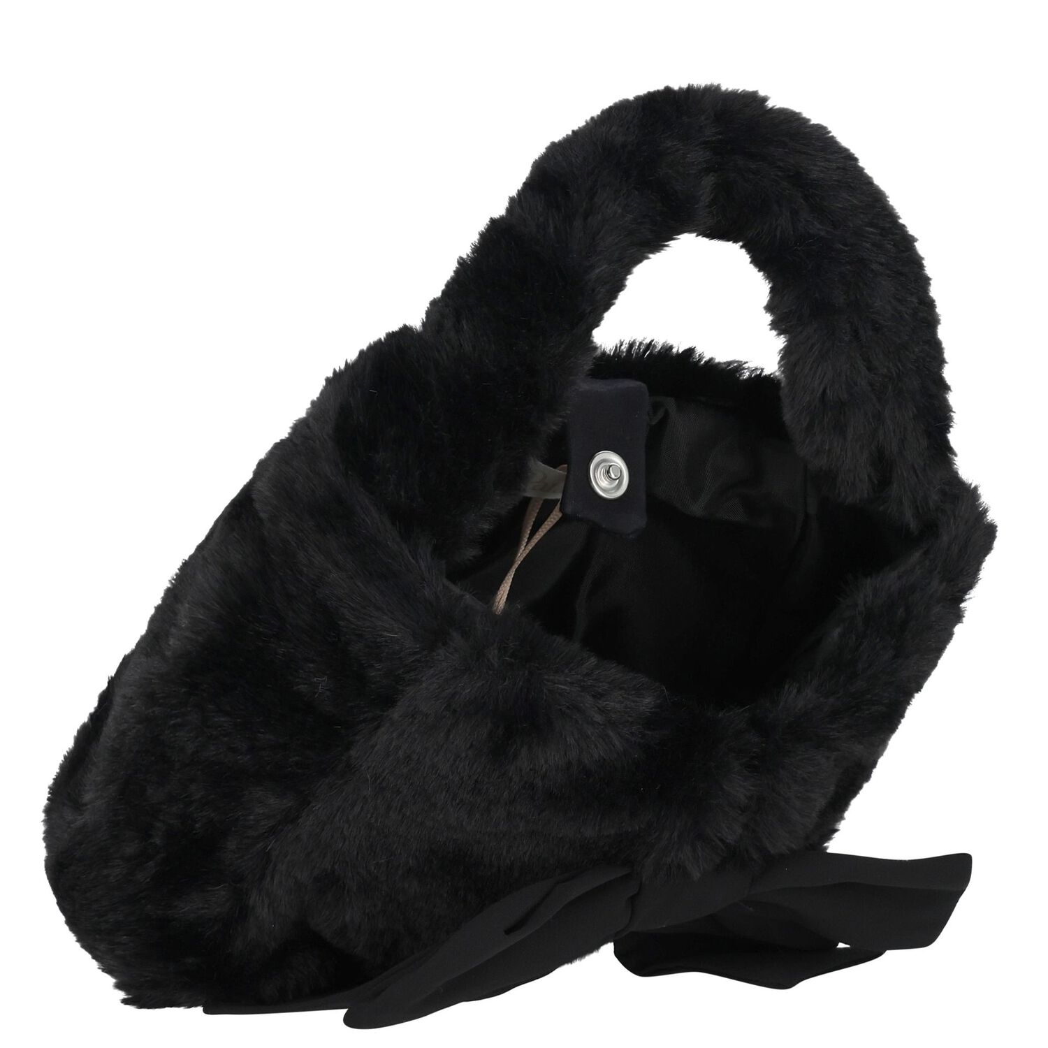 Girls Black Faux Fur Handbag, 3, hi-res image number null