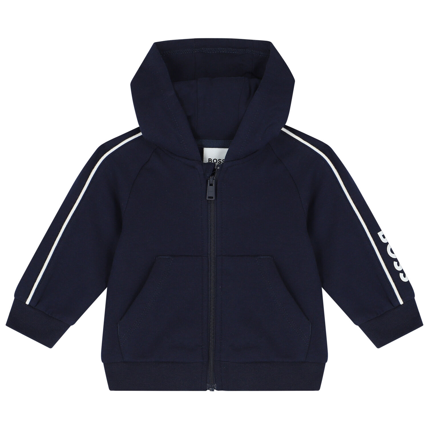 Baby Boys Navy Blue & White Tracksuit (3 Piece), 1, hi-res