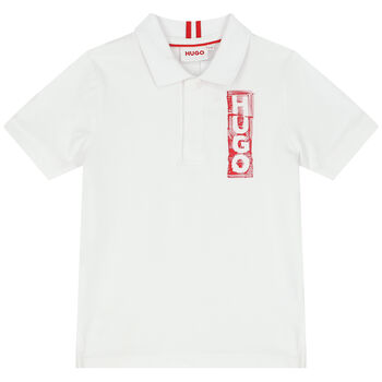 Boys White Logo Polo Shirt