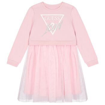 Girls Pink Logo Tulle Dress