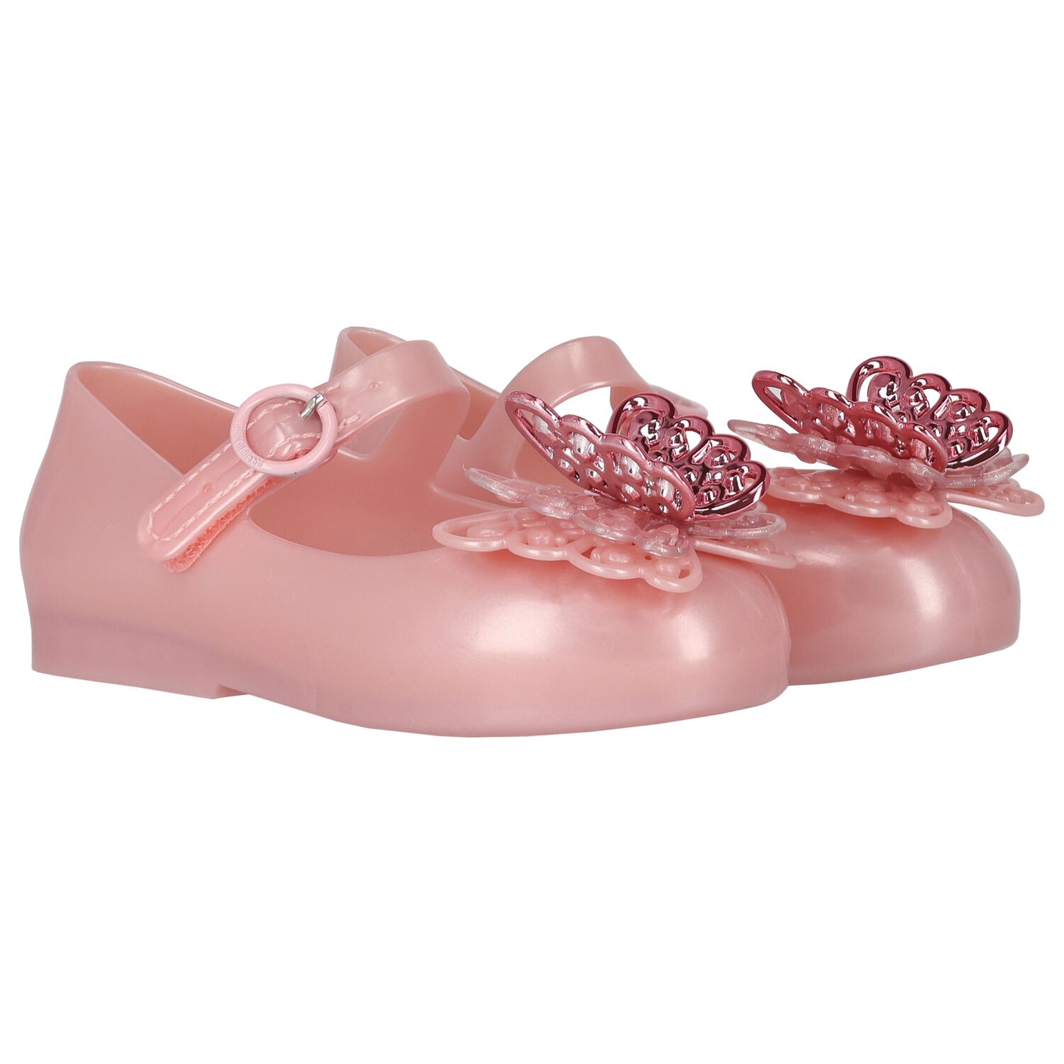 Younger Girls Pink Butterly Jelly Shoes, 2, hi-res image number null