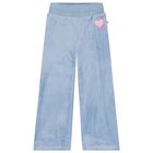 Girls Blue Heart Flared Trousers, 1, hi-res