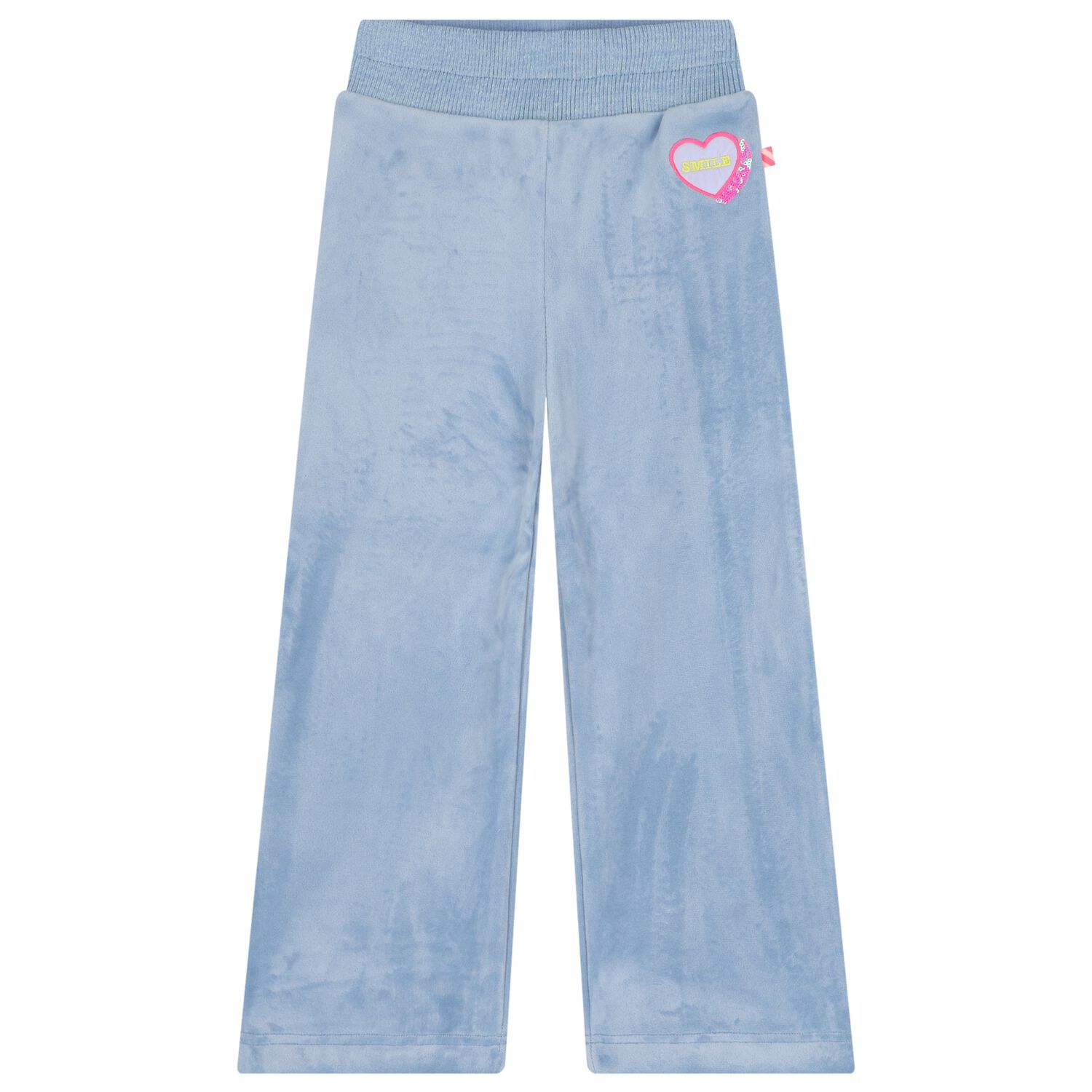 Girls Blue Heart Flared Trousers, 1, hi-res