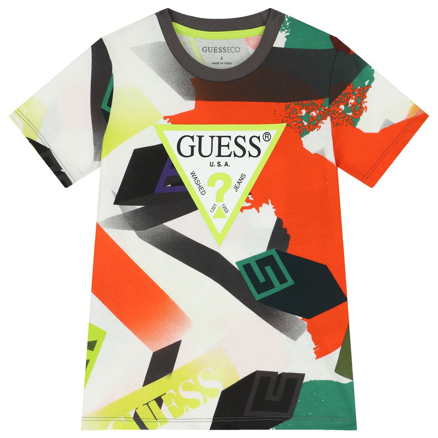 تيشيرت أولاد بالشعار متعدد الألوان , 2, hi-res