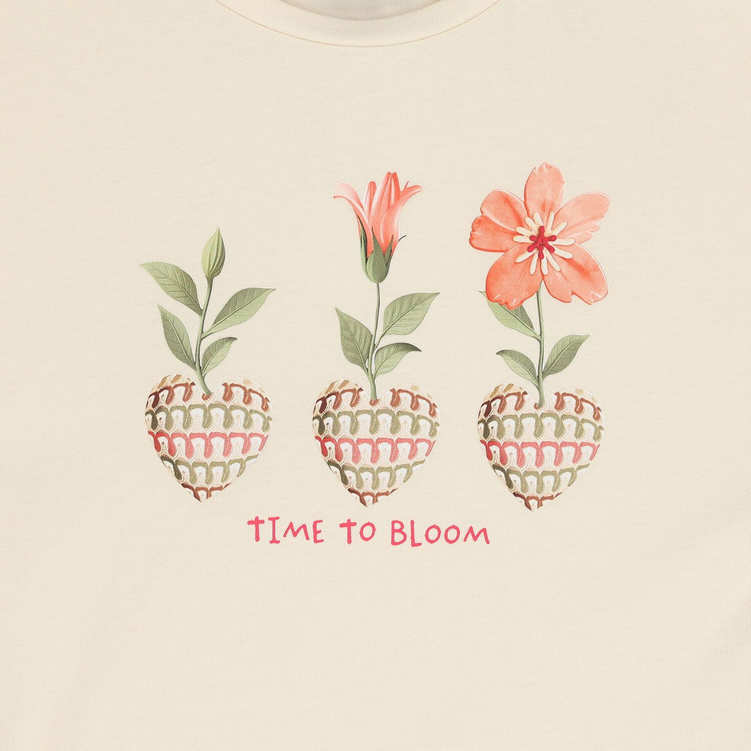 طقم ليجنز للبنات مزين بالزهور باللون البيج , 1, hi-res