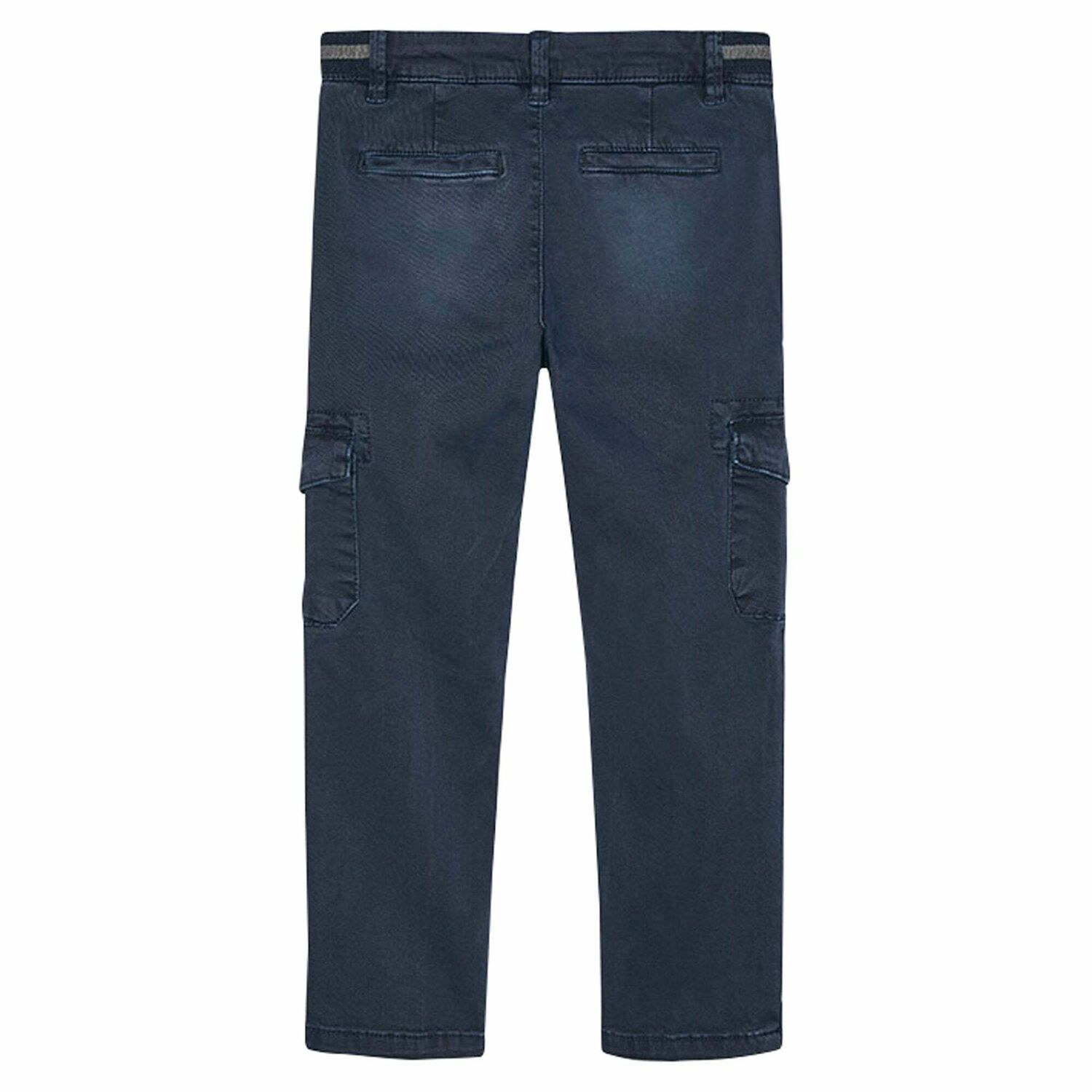 Boys Navy Blue Cargo Trousers, 1, hi-res