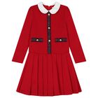 Girls Red Tartan Dress, 2, hi-res