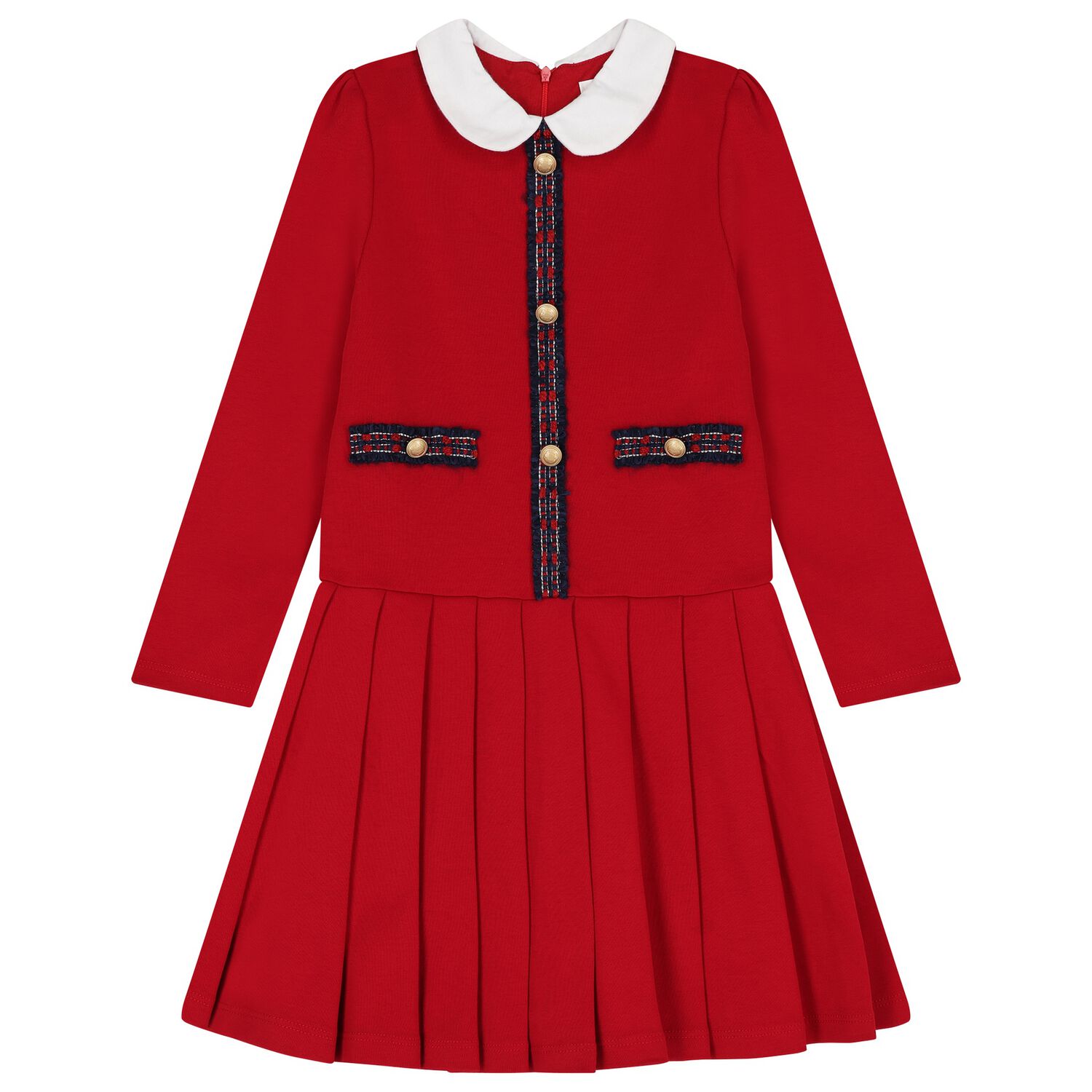 Girls Red Tartan Dress, 2, hi-res