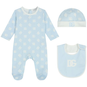 Baby Boys Blue Logo Babygrow Set