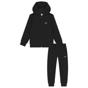 Boys Black Logo Tracksuit