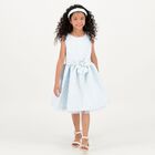 Girls Blue Jacquard Flower Dress, 3, hi-res