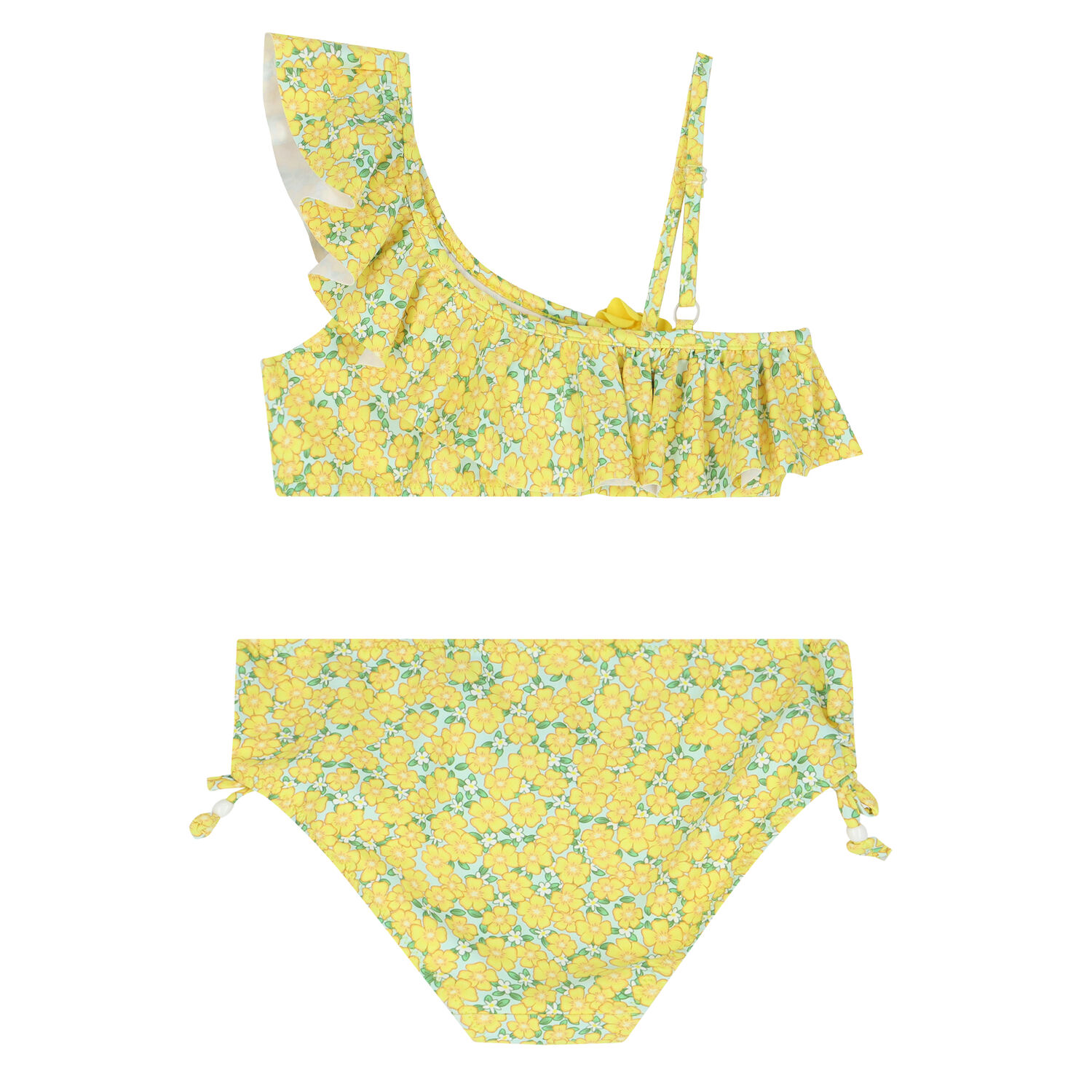 Girls Yellow Floral Bikini, 1, hi-res