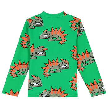 Boys Green Chameleon Rash Vest