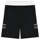 Boys Black Logo Shorts, 1, hi-res
