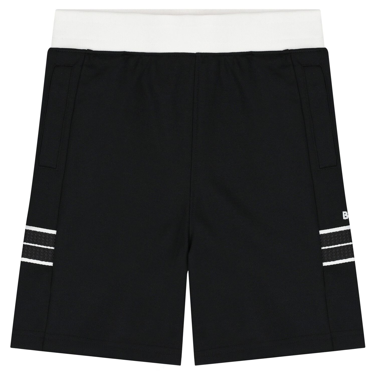 Boys Black Logo Shorts, 1, hi-res