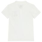 Boys White Teddy Bear Logo Polo Shirt, 1, hi-res