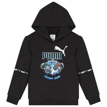 Boys Black Hot Wheels Logo Hooded Top
