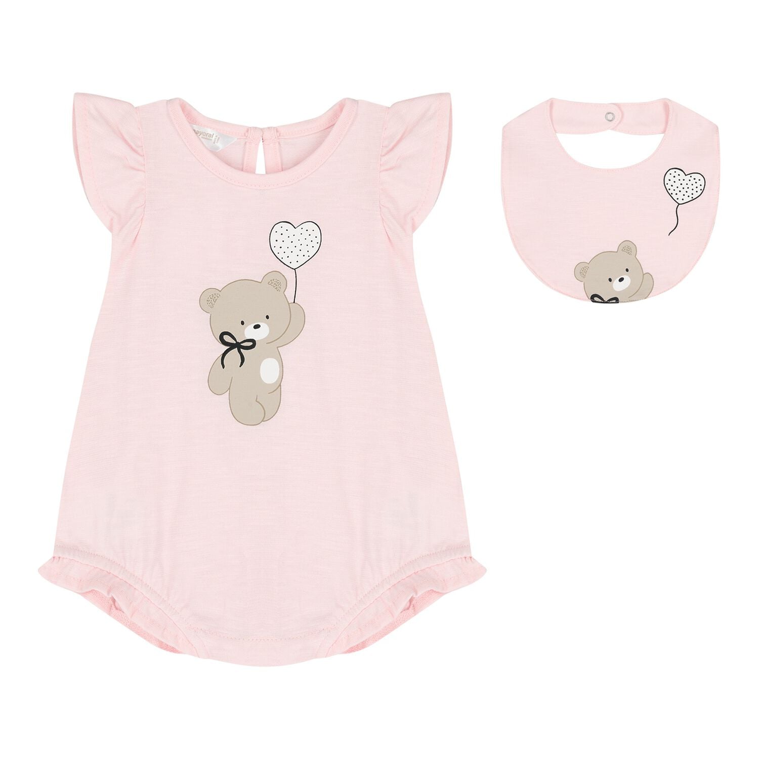 Baby Girls Pink Teddy Bear Romper Set, 1, hi-res