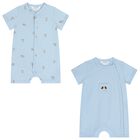 Baby Boys Blue Puppy Romper ( 2-Pack ), 2, hi-res