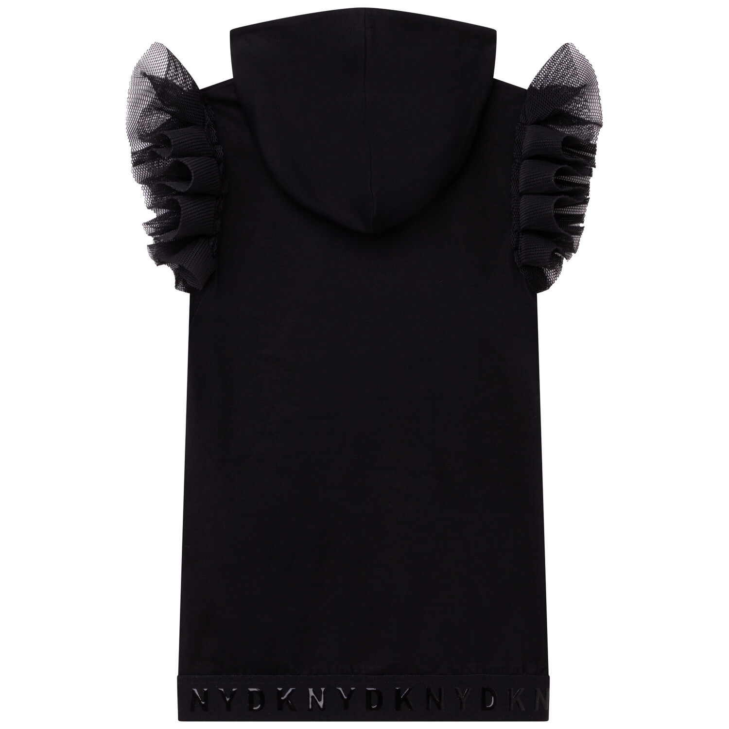 Girls Black Logo Hooded Dress, 1, hi-res image number null