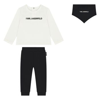 Younger Boys White & Black Trousers Set