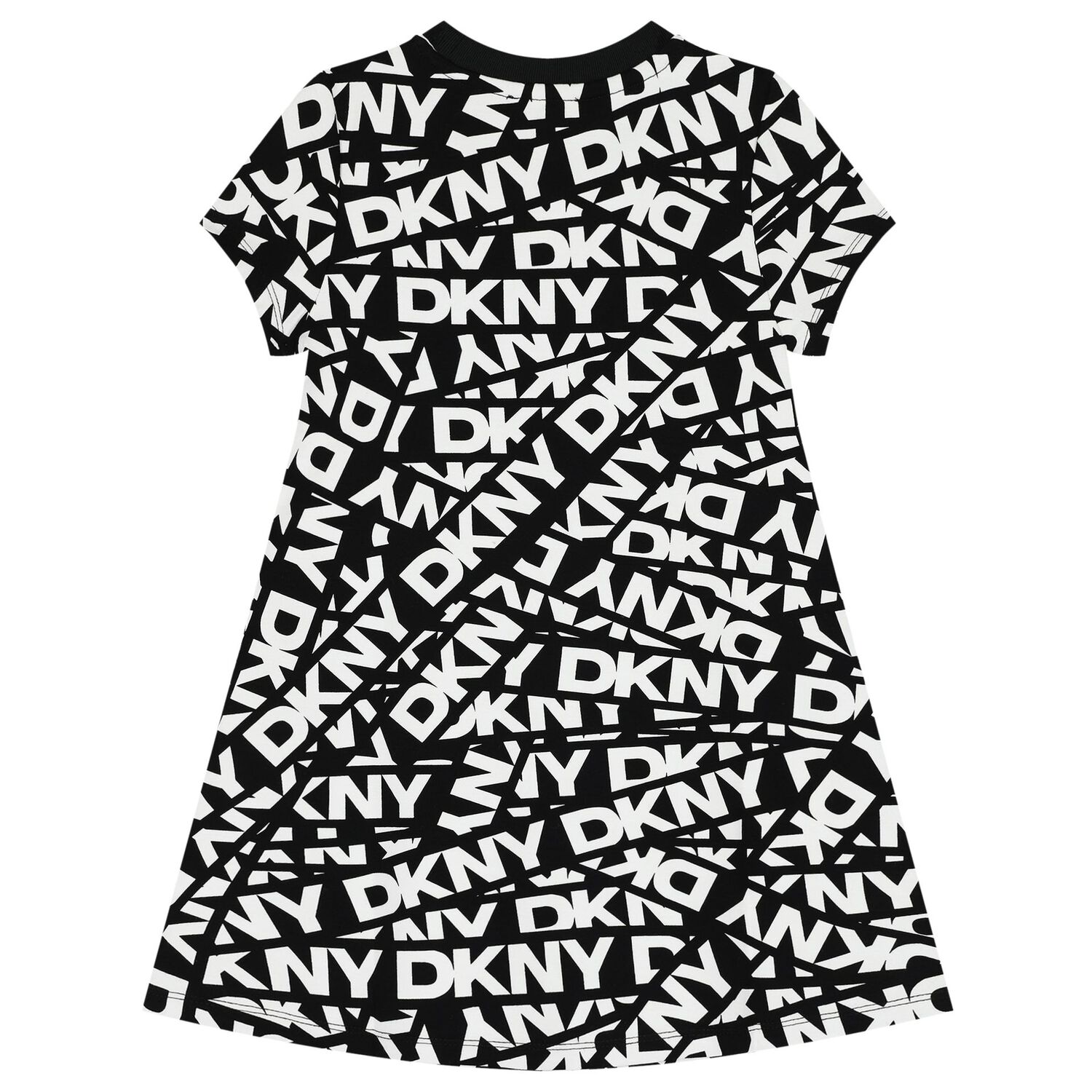 Girls Black & White Logo Dress, 1, hi-res