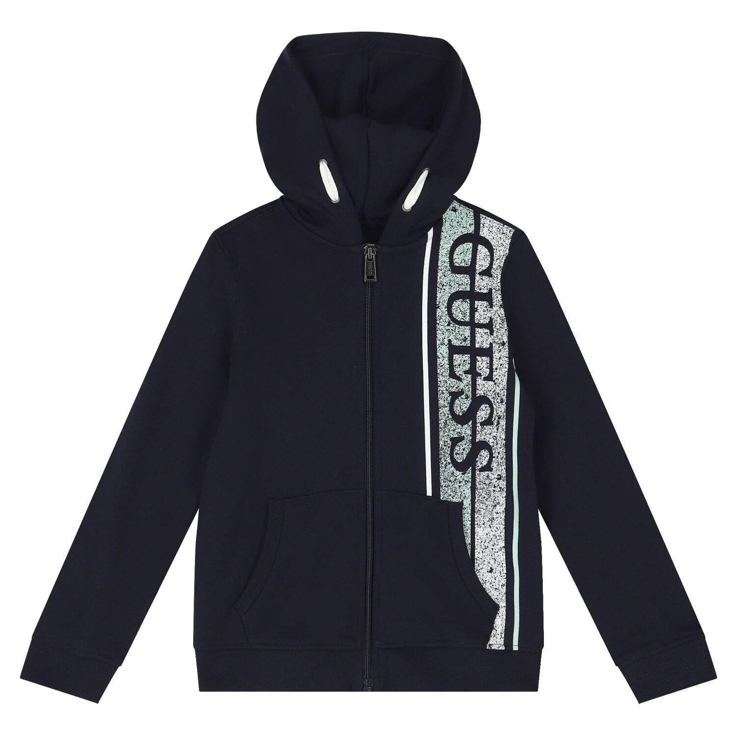 Boys Navy Blue Logo Hooded Top, 1, hi-res