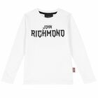 Boys White Logo Long Sleeve Top, 2, hi-res
