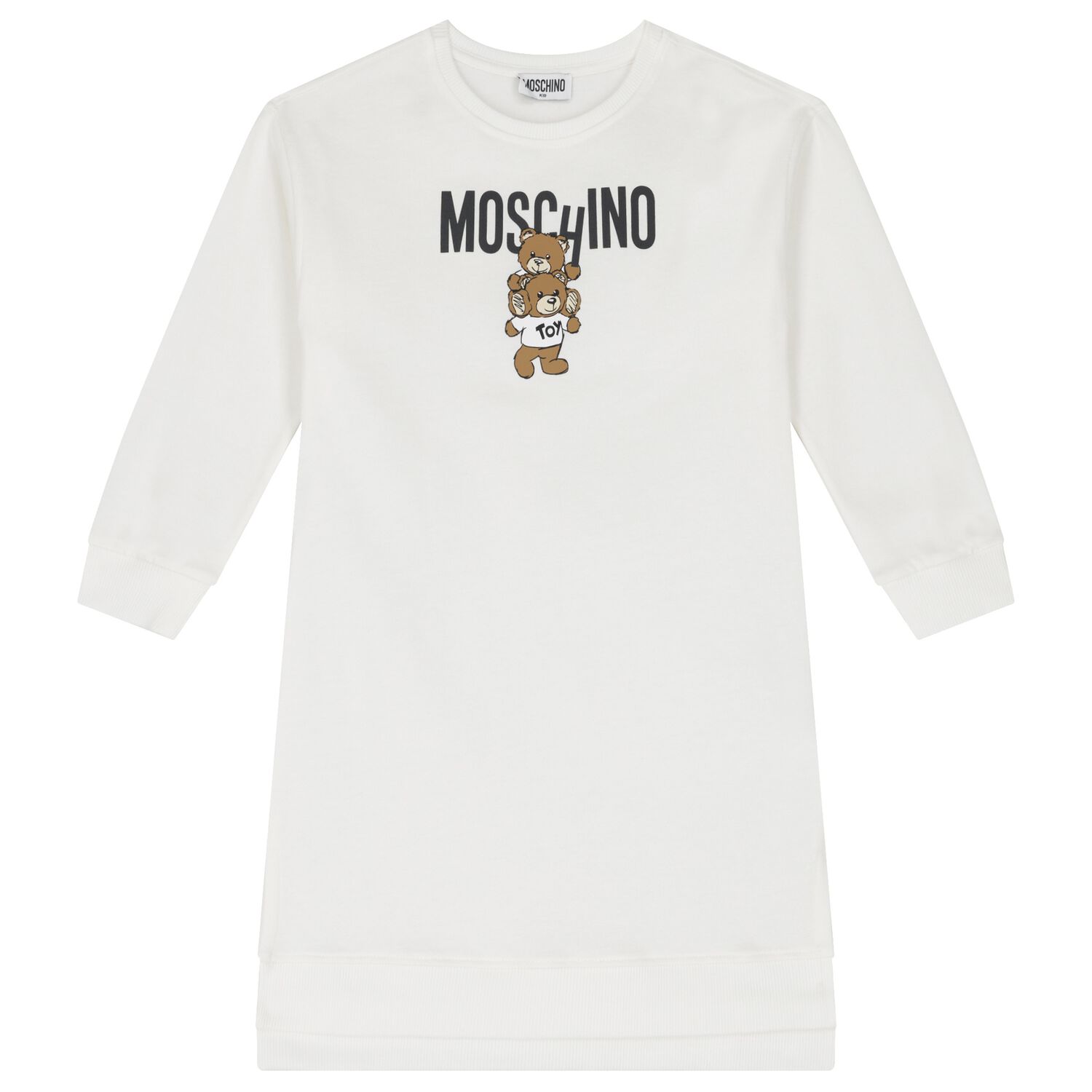 Girls Ivory Teddy Bear Logo Dress, 1, hi-res image number null