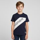 Boys Navy Blue Logo T-Shirt, 1, hi-res