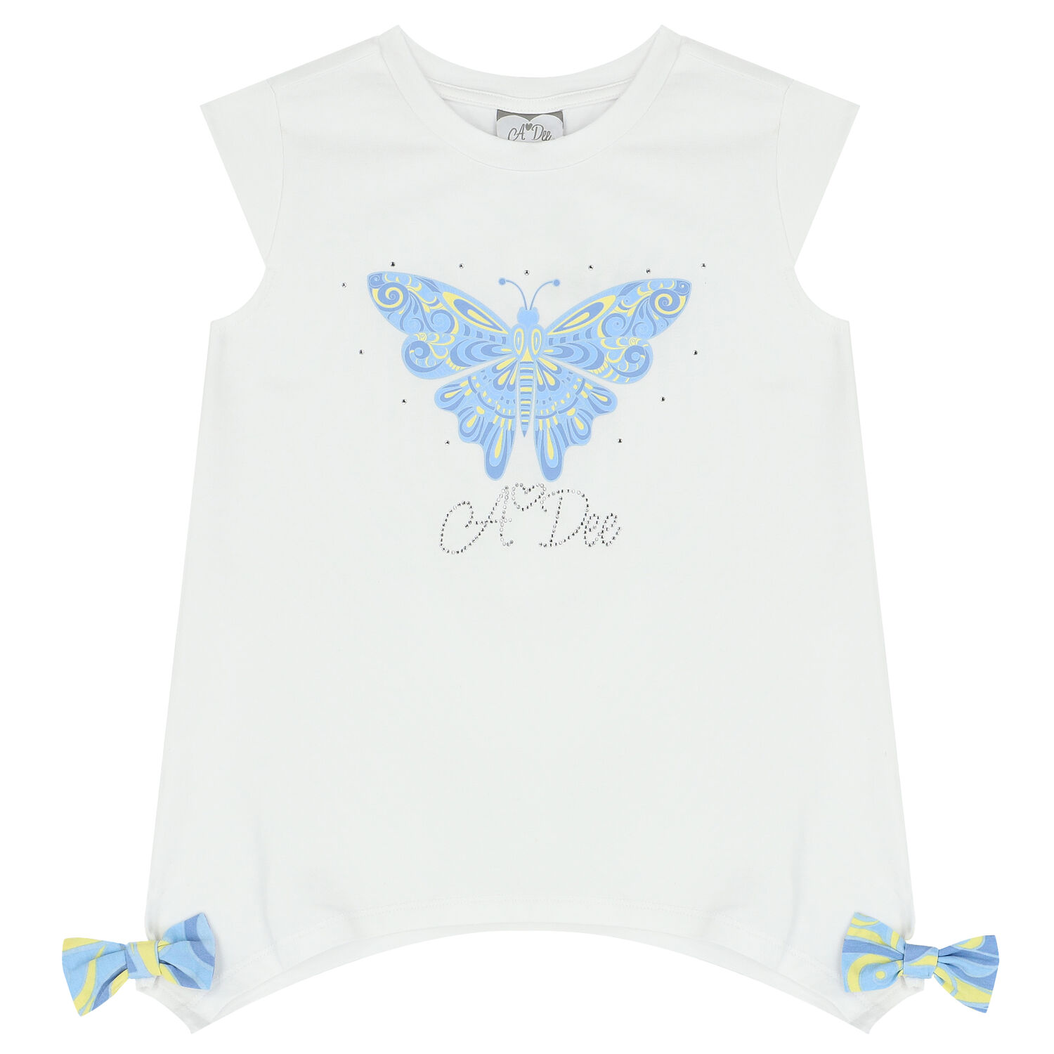 Girls White & Blue Butterfly Leggings Set, 1, hi-res