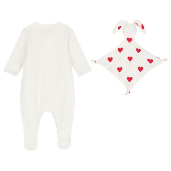 Baby Girls Ivory Heart Babygrow Gift Set