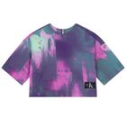 تيشيرت بنات بالشعار باللون الأرجوانى والأزرق, 1, hi-res