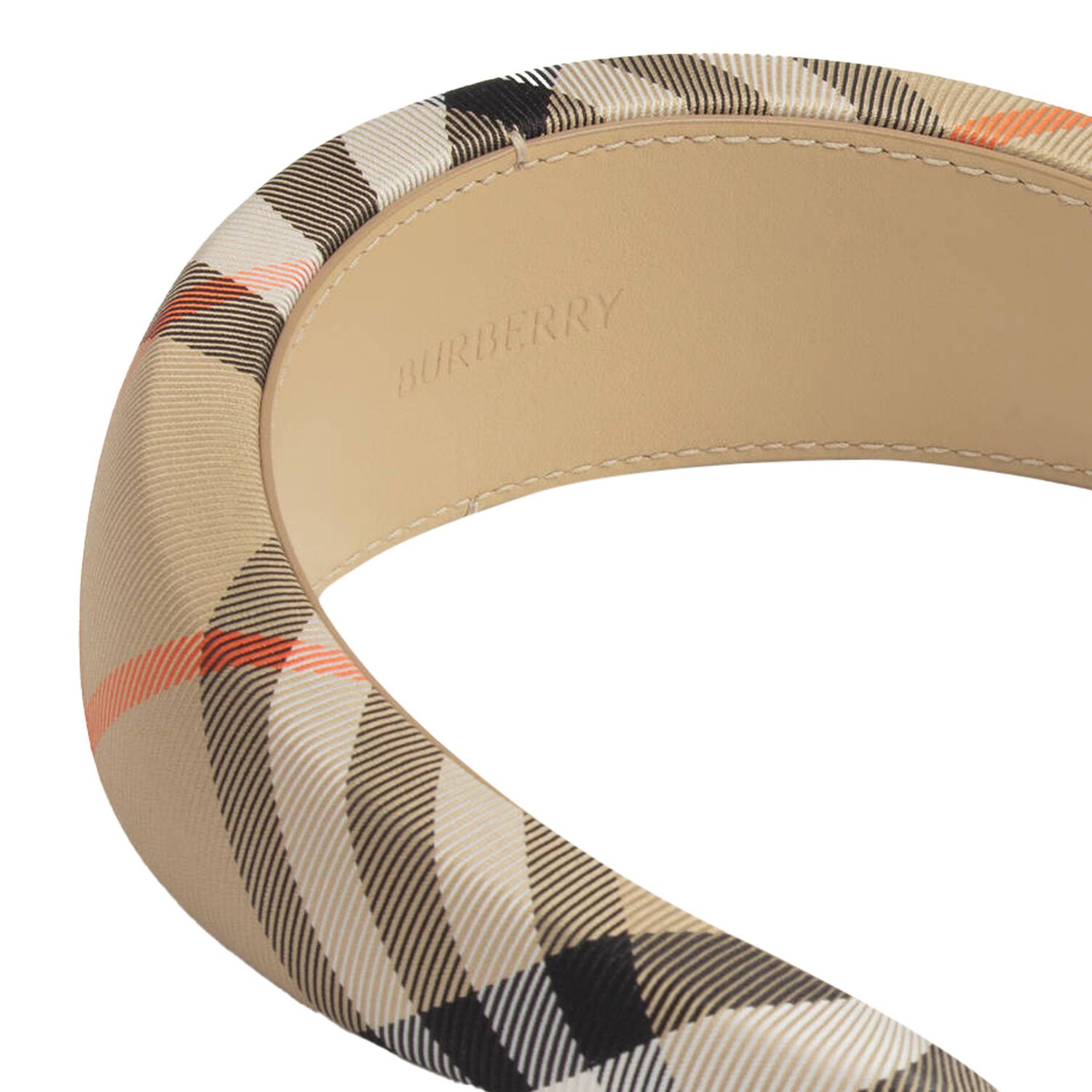 Girls Beige Check Headband, 1, hi-res image number null