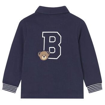 قميص اولاد بولو بطبعة دب تيدي باللون الأبيض