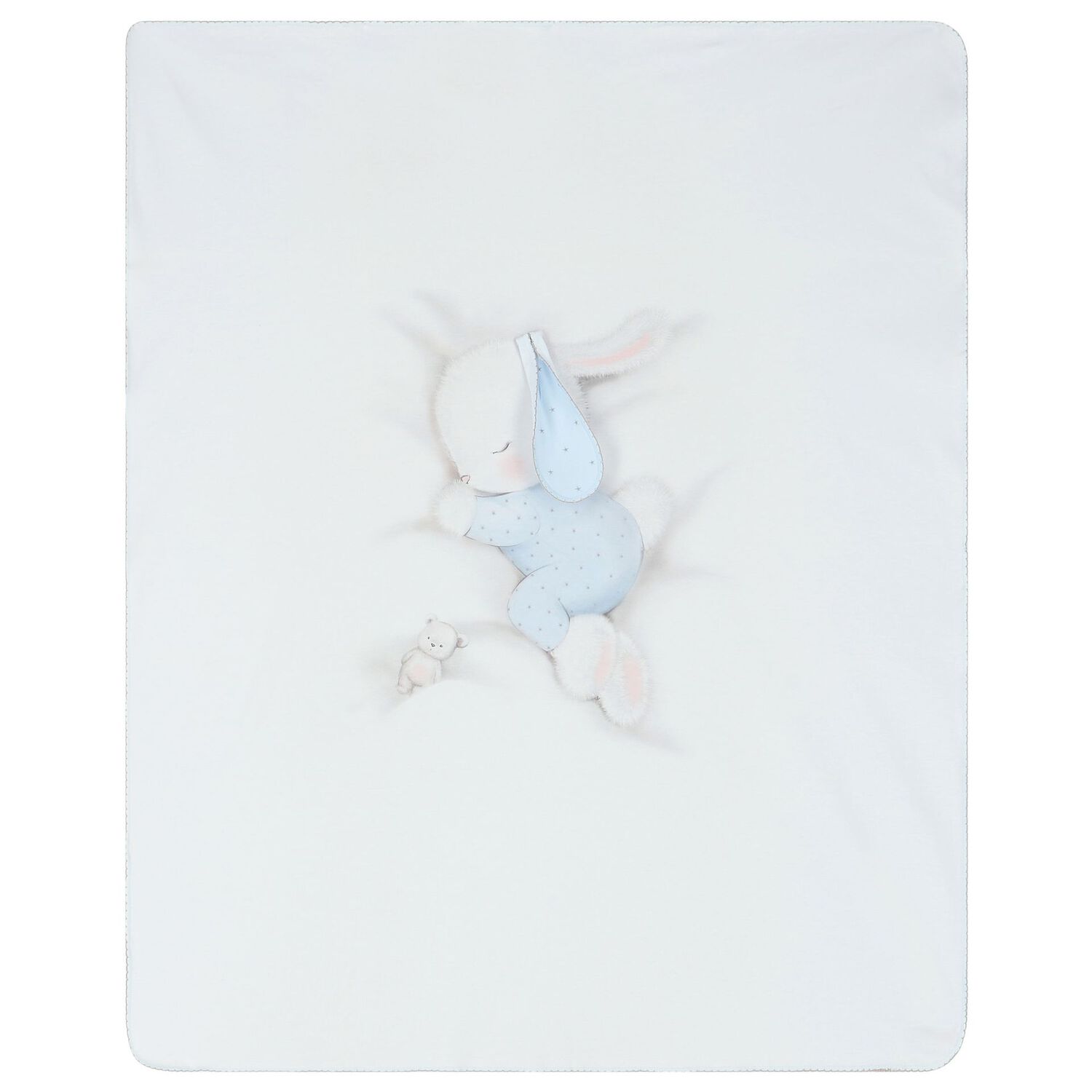 Baby Boys White & Blue Bunny Blanket Set, 2, hi-res image number null