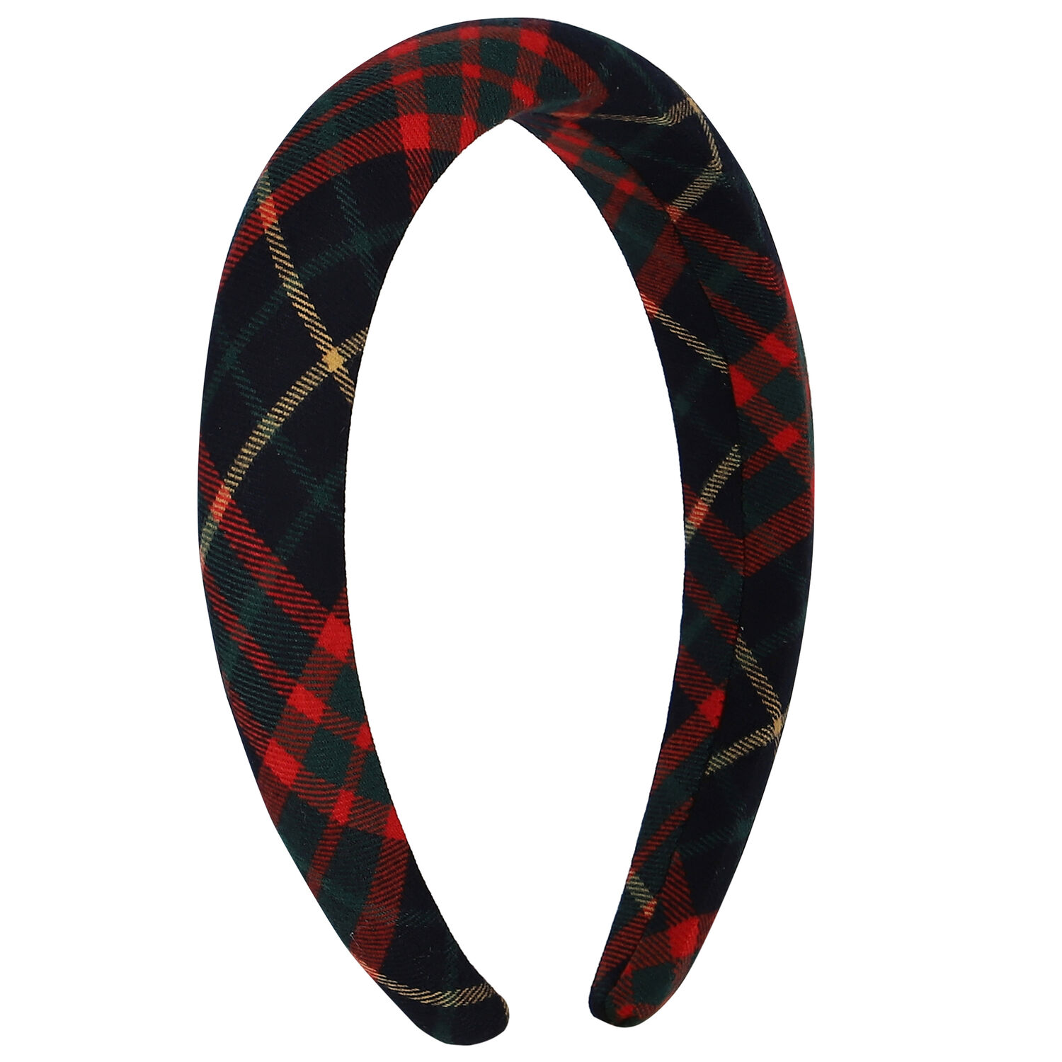 طوق شعر بنات تارتان باللون الكحلى والاخضر والاحمر, 1, hi-res