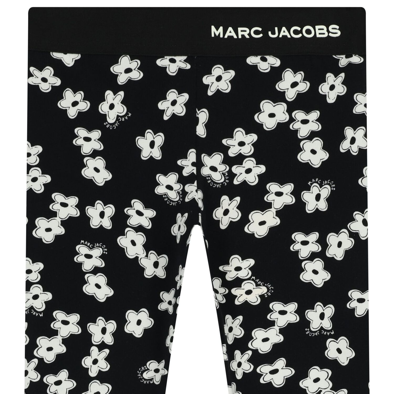 Girls Black Flower Logo Leggings, 1, hi-res