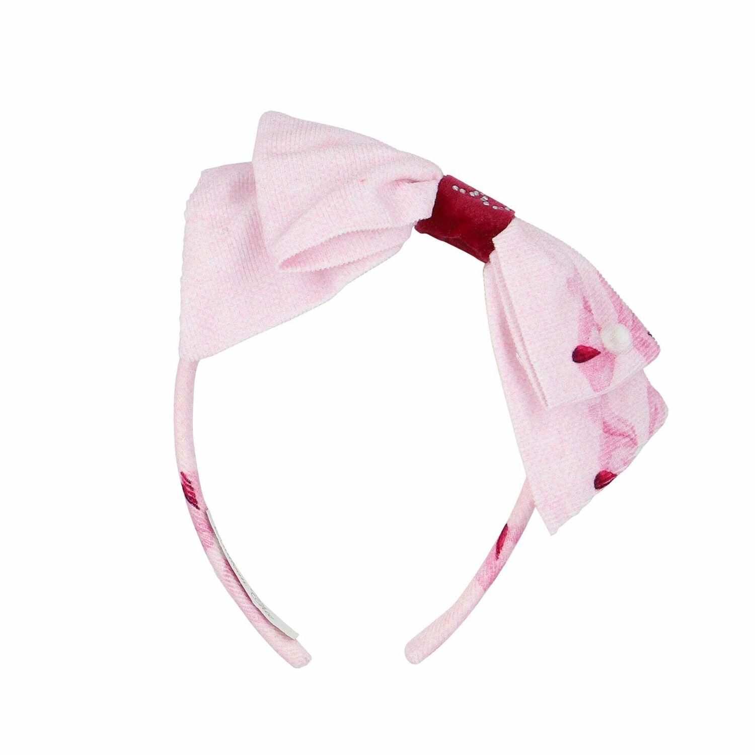 Girls Pink Bow Headband , 1, hi-res