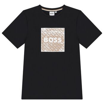 BOSS Boys Black Logo T-Shirt, 2 Boys Black Logo T-Shirt