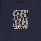 Baby Boys Navy Blue & Gold Logo Babygrow, 3, hi-res