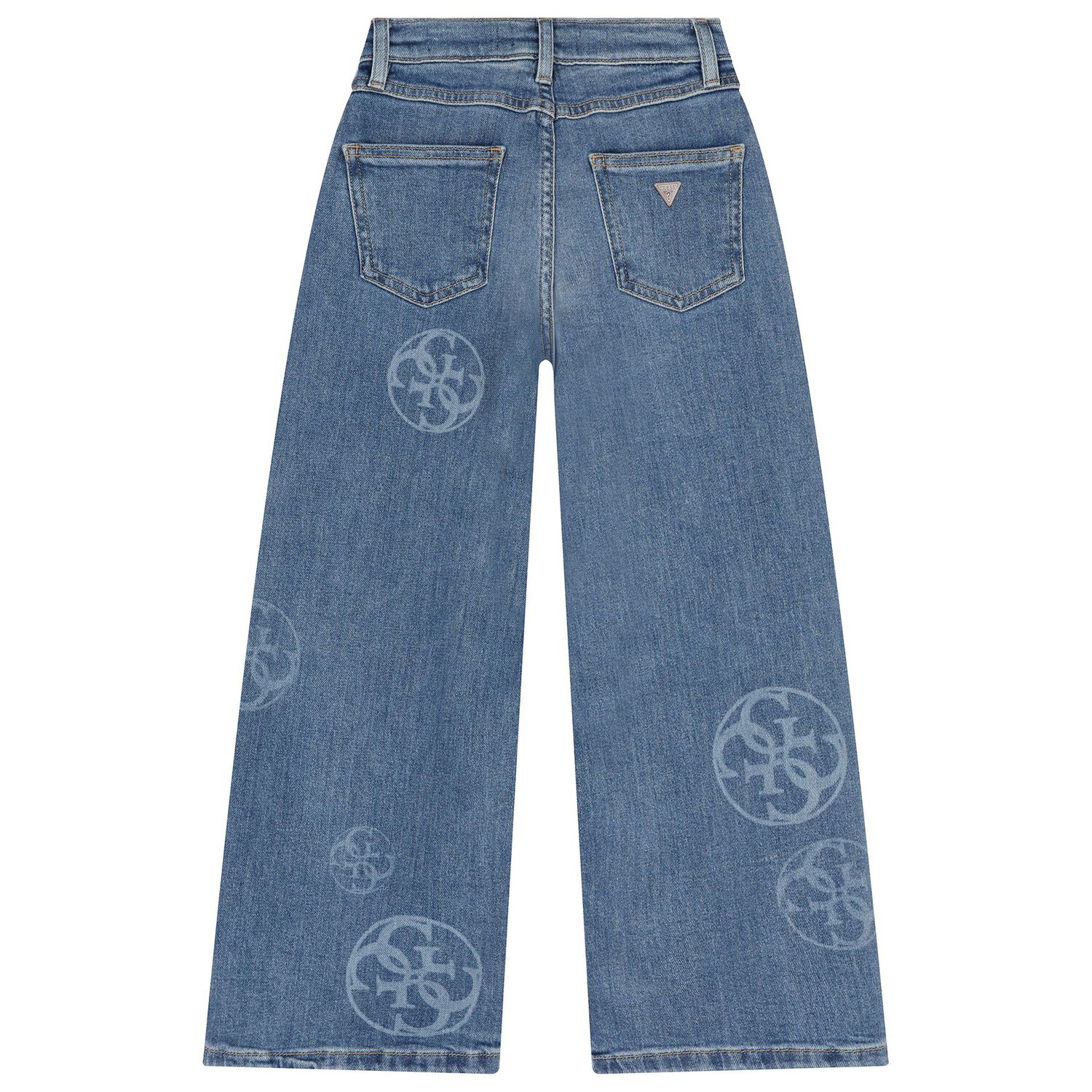 بنطلون جينز أزرق بشعار للبنات, 1, hi-res image number null