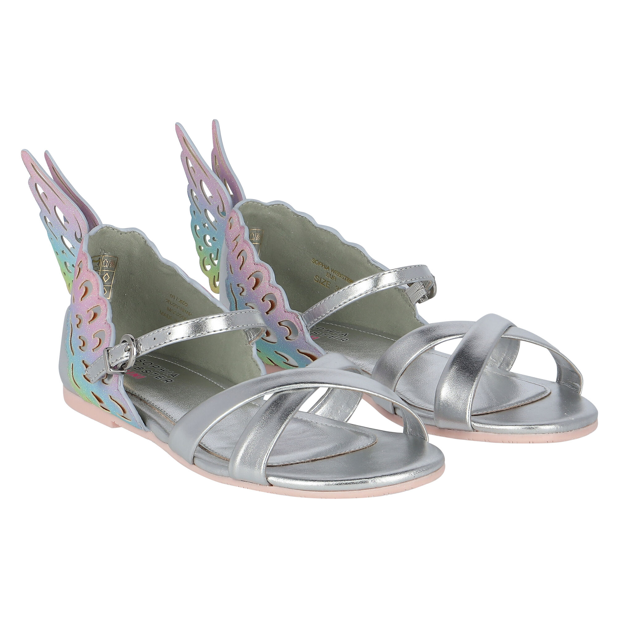 Sophia Webster Mini Girls Silver Butterfly Sandals Junior Couture UAE