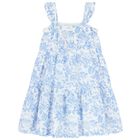 Girls White & Blue Liberty Dress, 1, hi-res