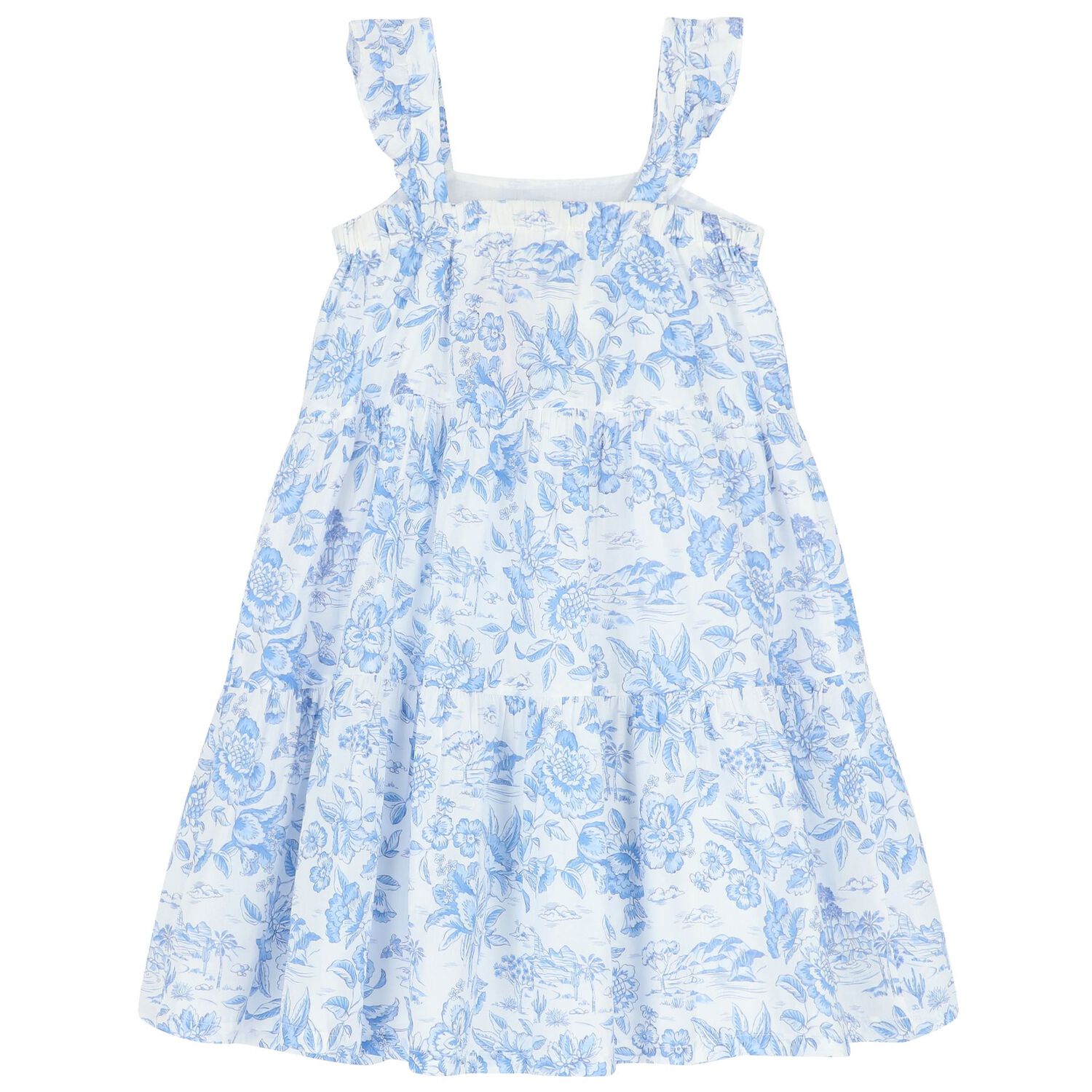 Girls White & Blue Liberty Dress, 1, hi-res